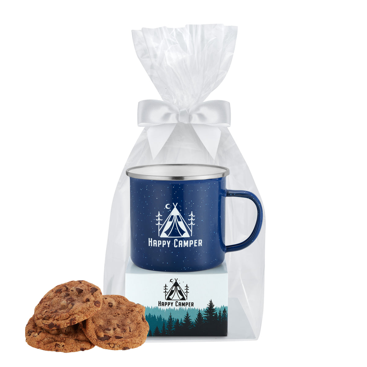 Speckled Camping Mug - 16 oz., Gourmet Chocolate Chunk Cookie Box (3)
