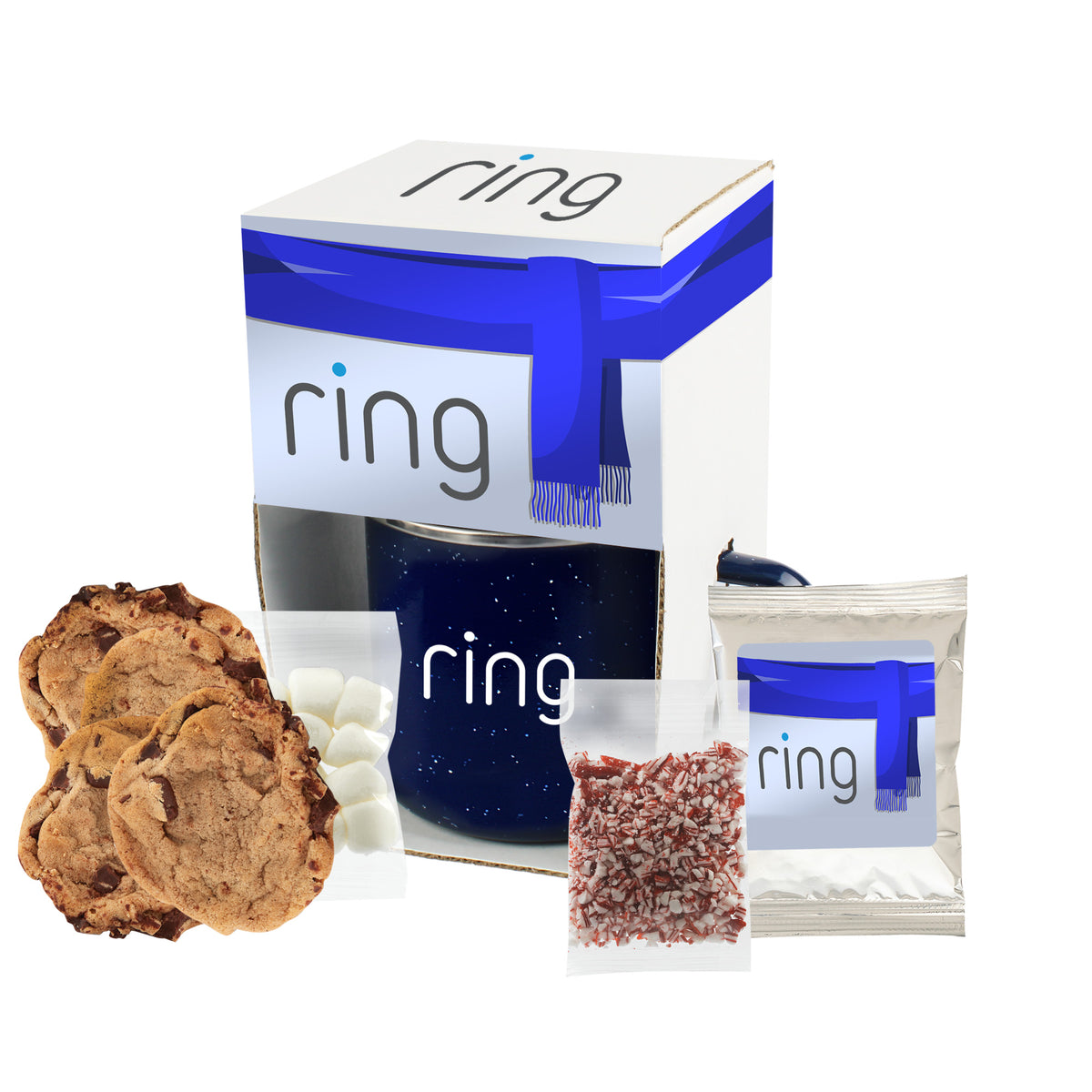 Speckled Camping Mug - 16 oz., Gourmet Chocolate Chip Cookies, Hot Chocolate Holiday Set