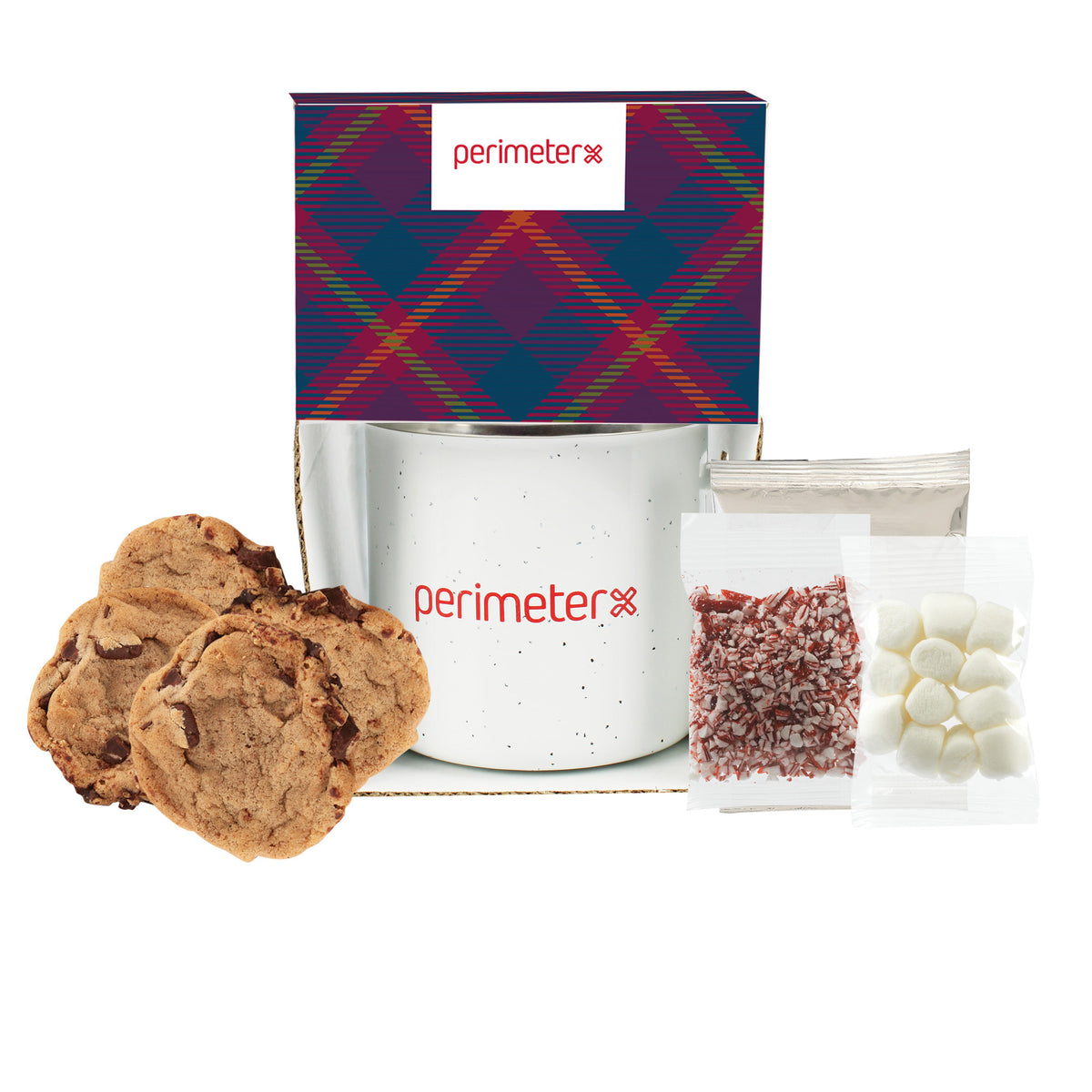 Speckled Camping Mug - 16 oz., Gourmet Chocolate Chip Cookies, Hot Chocolate Holiday Set