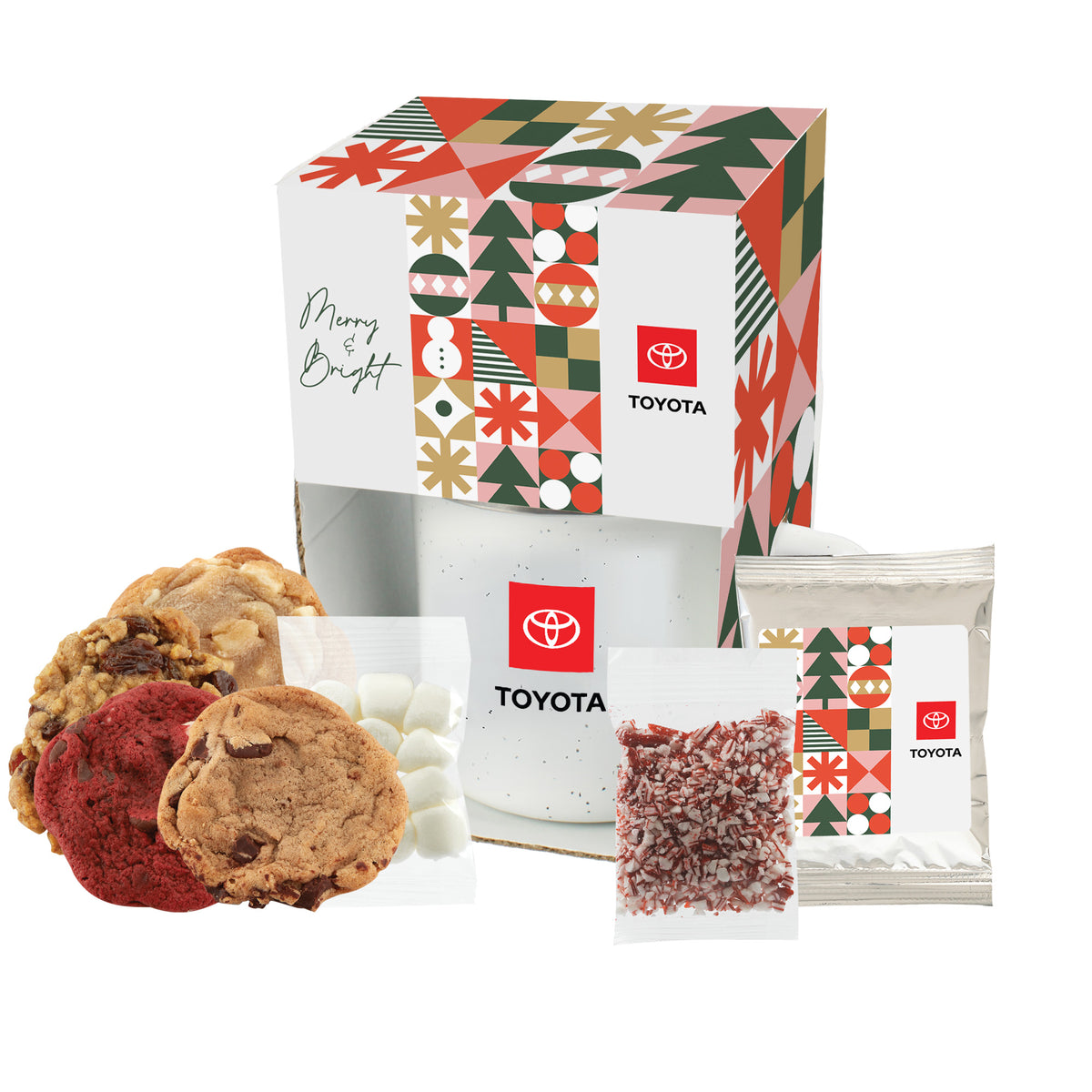 Speckled Camping Mug - 16 oz., Gourmet Cookies (4), Hot Chocolate Holiday Set