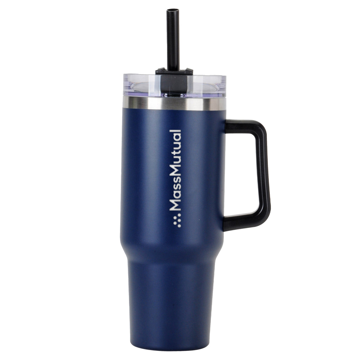 Tapered Tumbler w/ Handle &amp; Straw - 40 oz. | Navy Blue