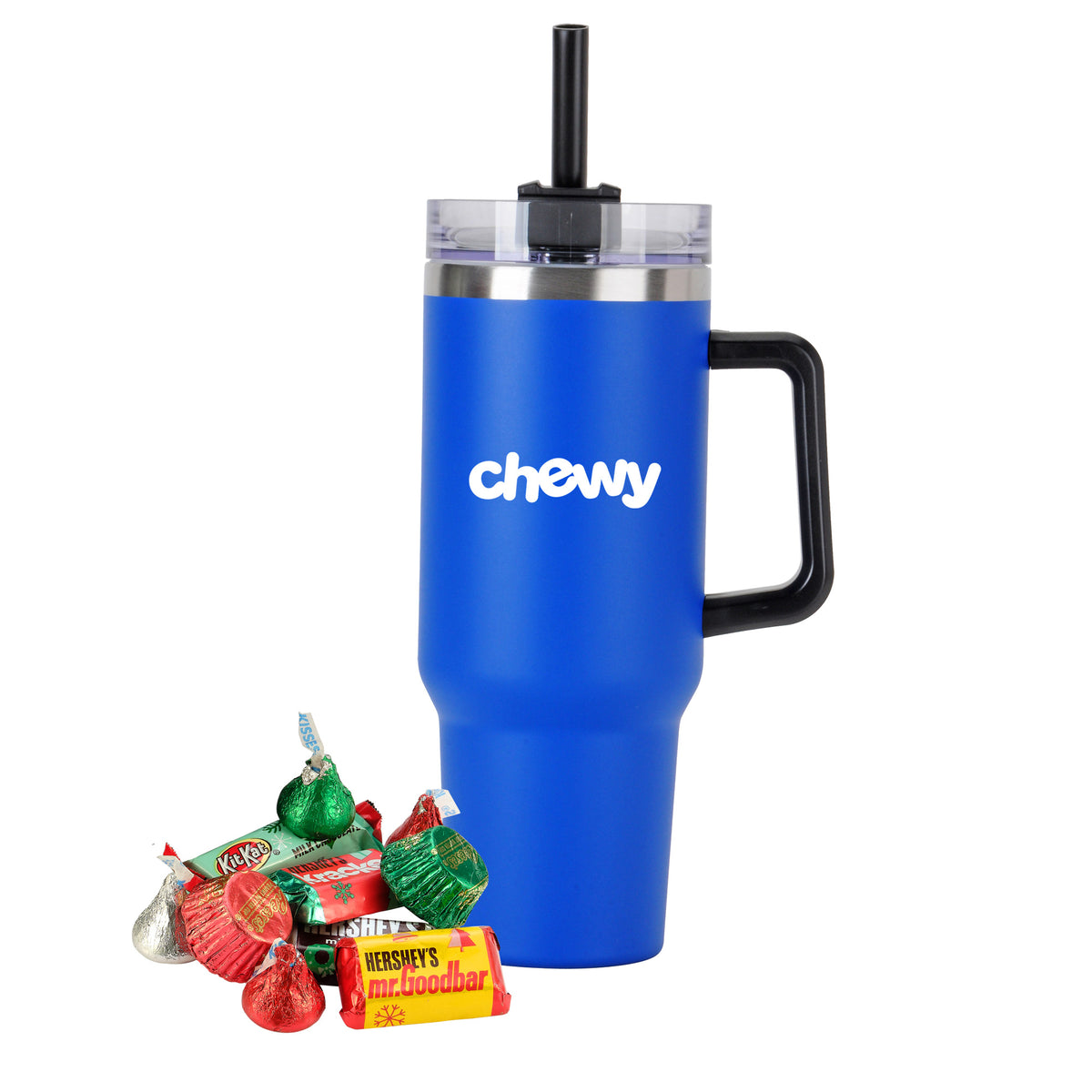 Tapered Tumbler w/ Handle &amp; Straw - 40 oz., Hershey&#39;s® Holiday Mix