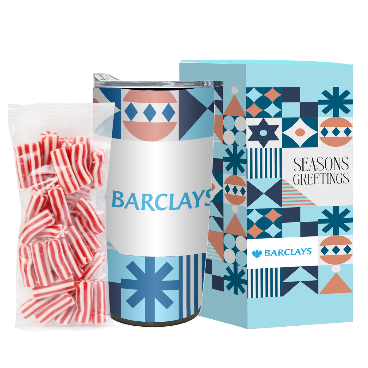 Straight Tumbler w/ Plastic Liner - 20 oz., Holiday Greetings Gift Set, Strawberry Twists