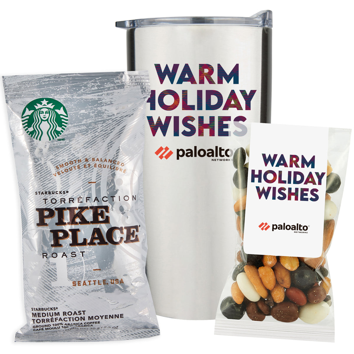 Straight Tumbler - 20 oz., Holiday Snack Pack w/ Espresso Mix &amp; Starbucks Pike Place Coffee