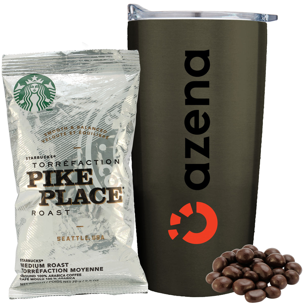 Straight Tumbler - 20 oz., Starbucks® Pike Place Coffee &amp; Dark Chocolate Espresso Beans