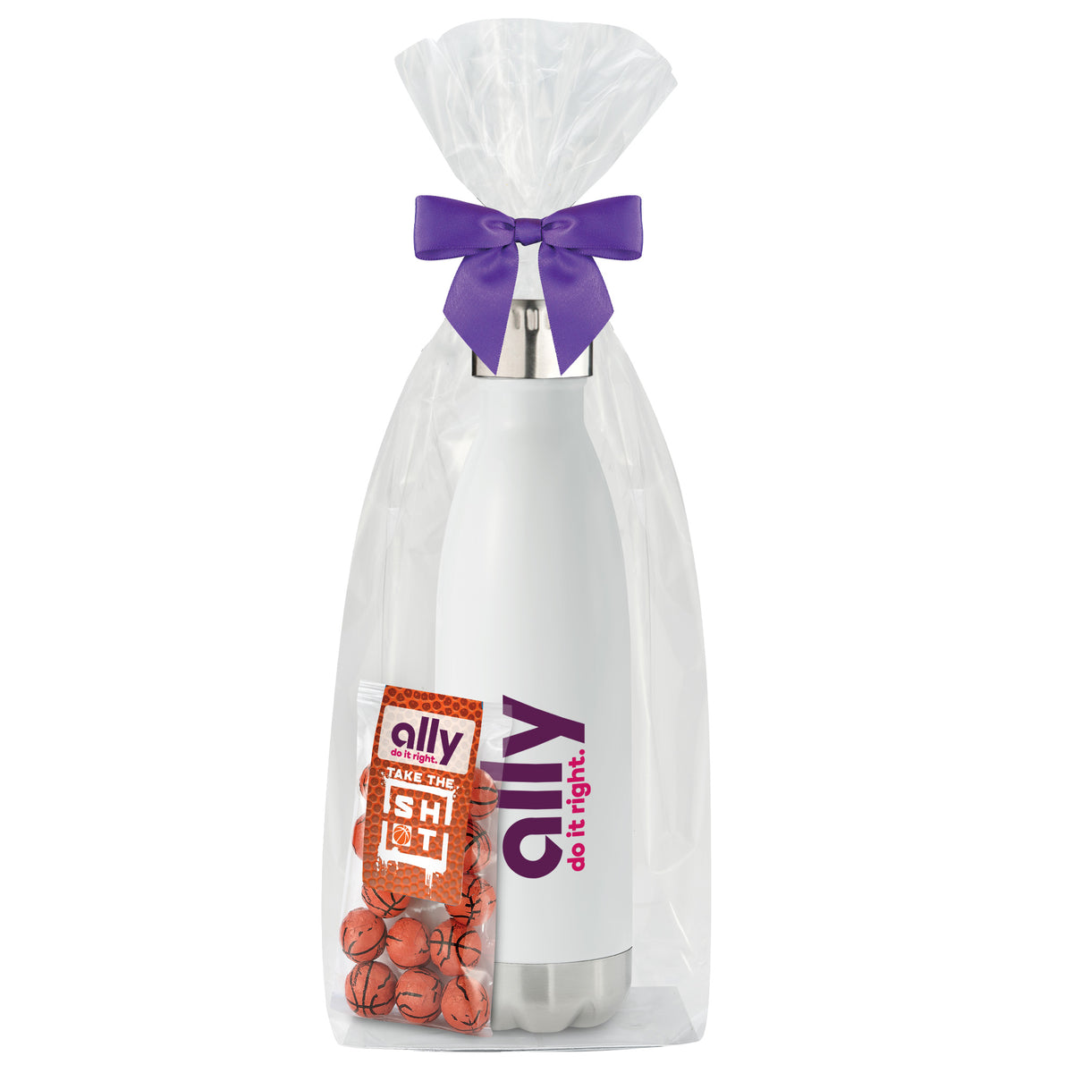 Water Bottle - 17 oz., Chocolate Basketballs (2.8 oz. bag)
