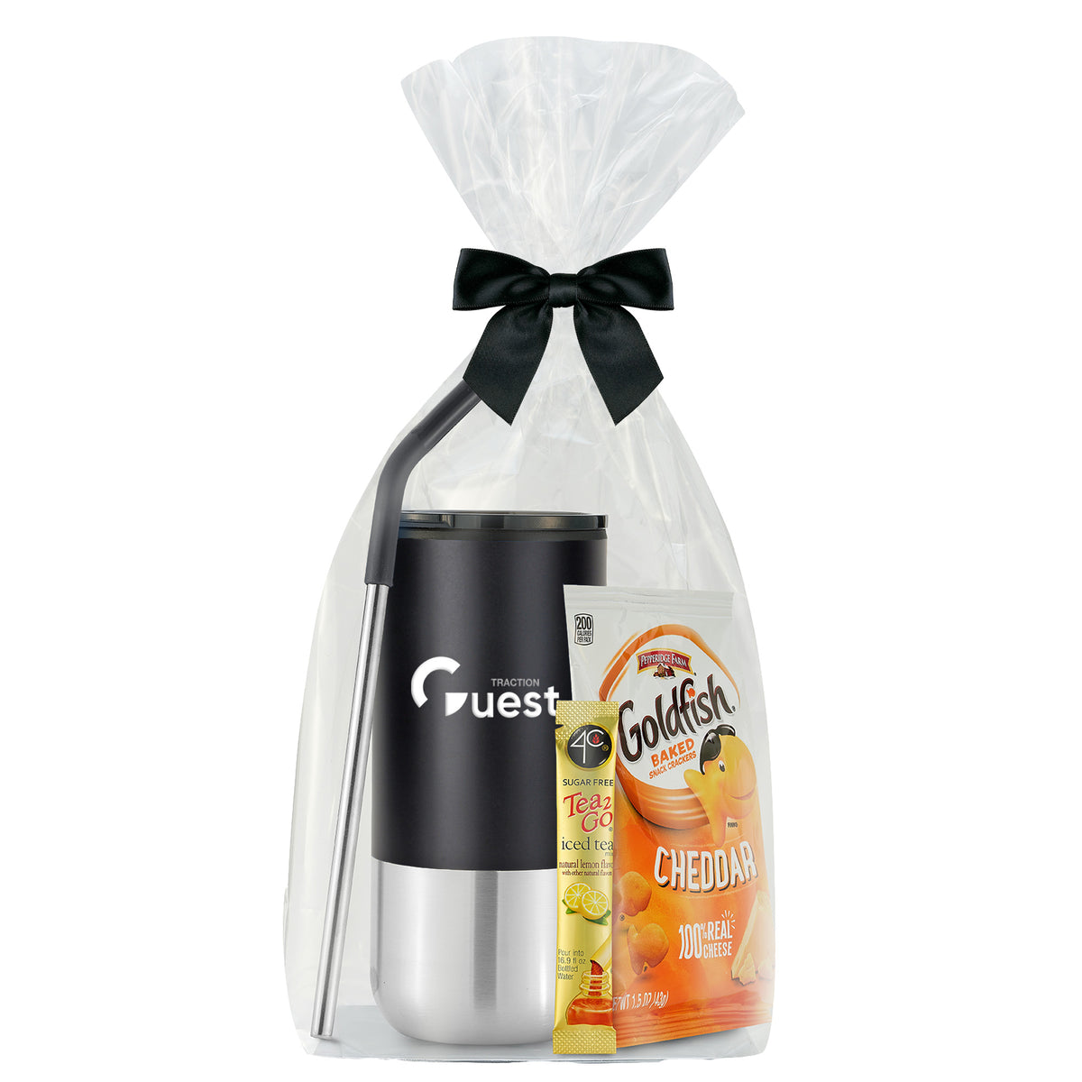 Tumbler w/ Stainless Steel Straw - 16 oz., Goldfish &amp; 4C® Sugar Free Tea 2 Go ®Iced Tea Packet