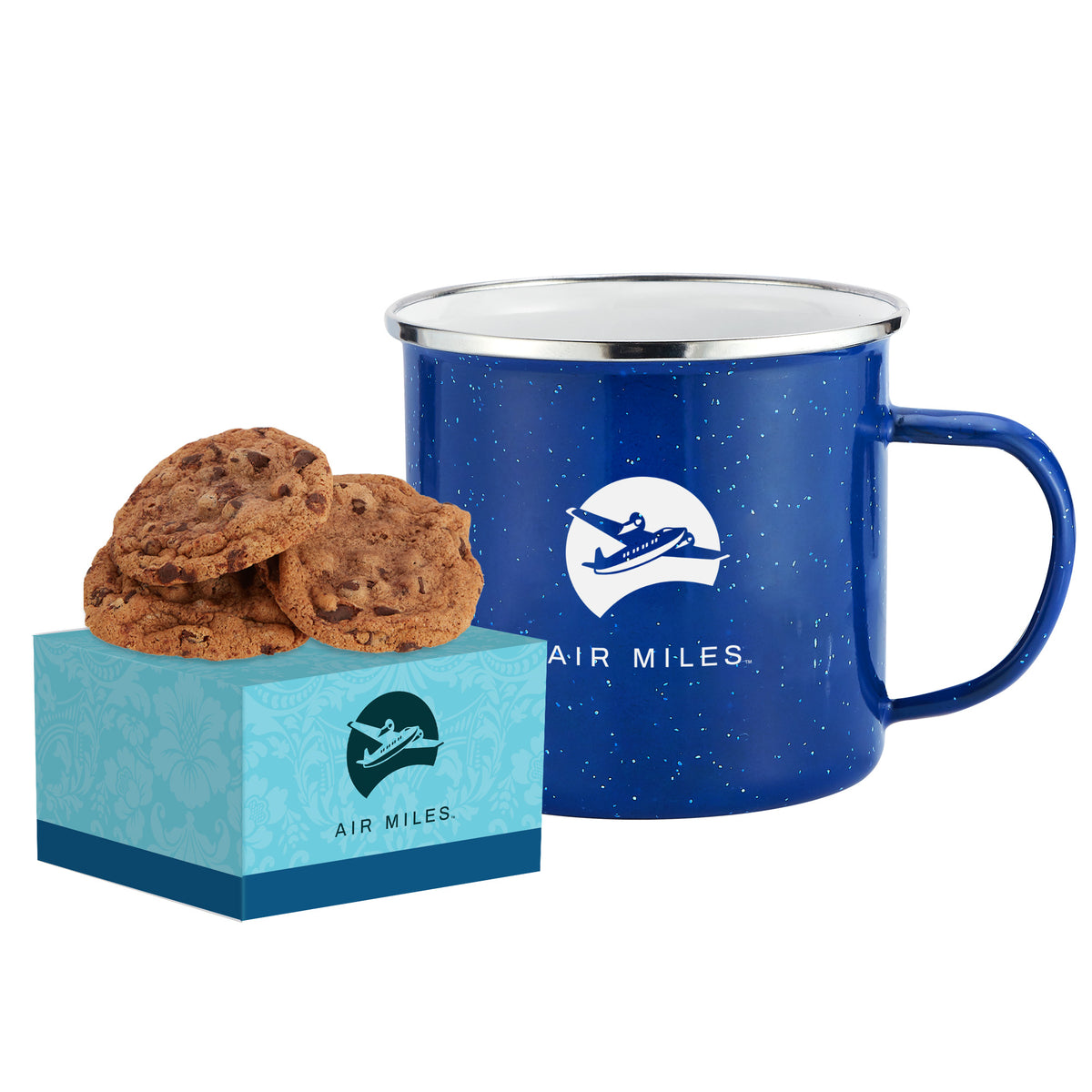Speckled Camping Mug - 16 oz., Gourmet Chocolate Chunk Cookie Box (3)