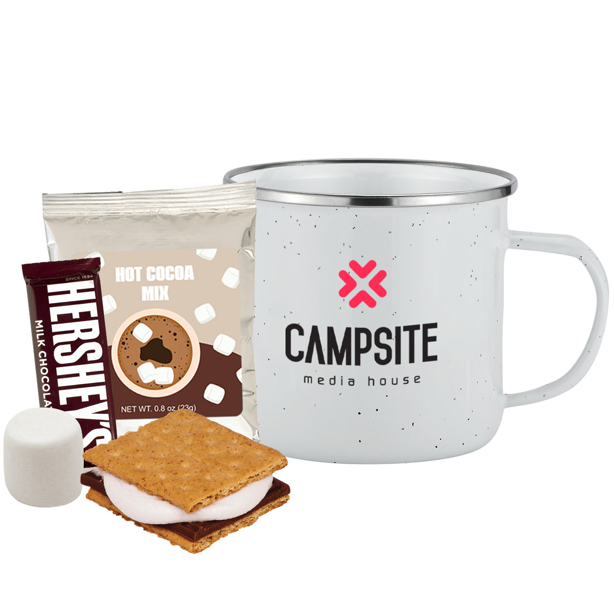 Speckled Camping Mug - 16 oz., Valentine&#39;s Day Cocoa &amp; Smores Gift Set