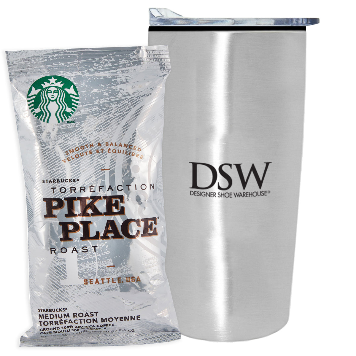 Straight Tumbler w/ Plastic Liner - 20 oz., Starbucks® Pike Place Ground Coffee (2.5 oz)
