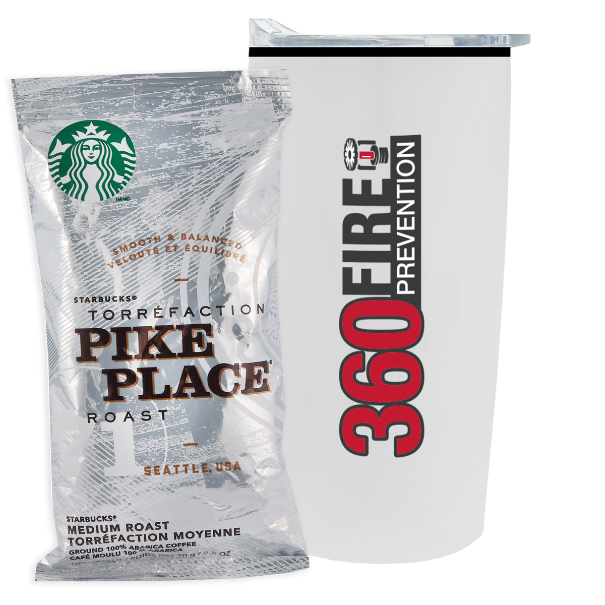 Straight Tumbler w/ Plastic Liner - 20 oz., Starbucks® Pike Place Ground Coffee (2.5 oz)