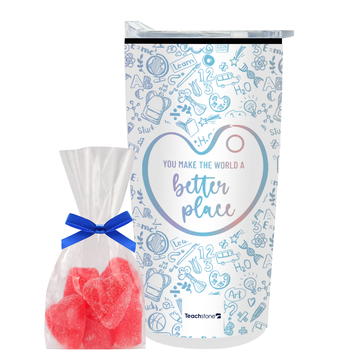 Straight Tumbler w/ Plastic Liner - 20 oz., Valentine&#39;s Day Sugar Dusted Jelly Hearts