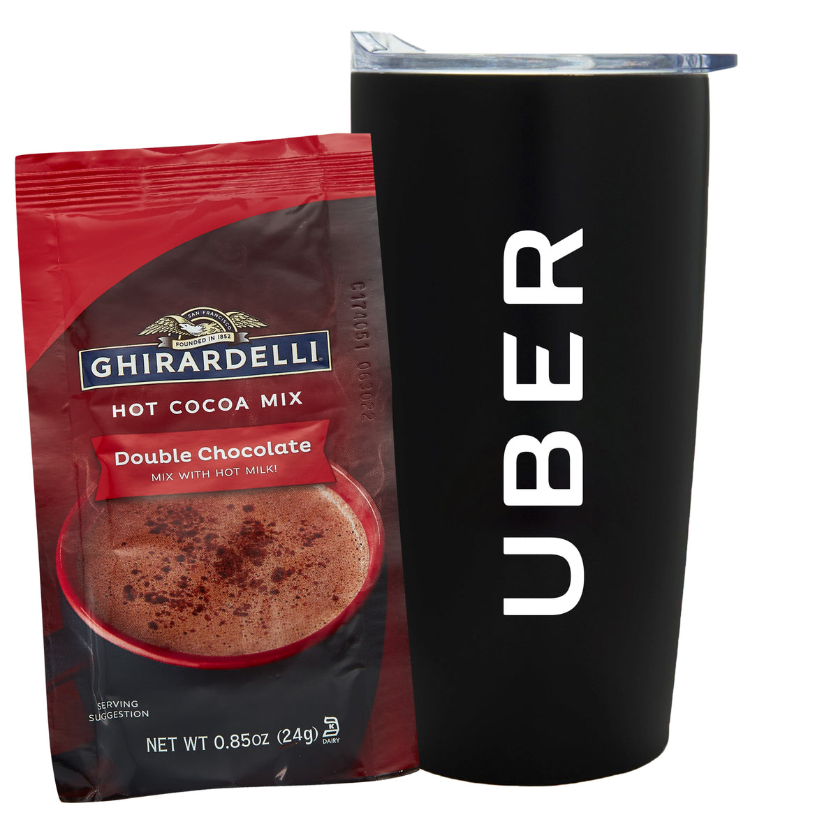 Straight Tumbler w/ Plastic Liner - 20 oz., Ghirardelli® Double Chocolate Hot Chocolate Packet