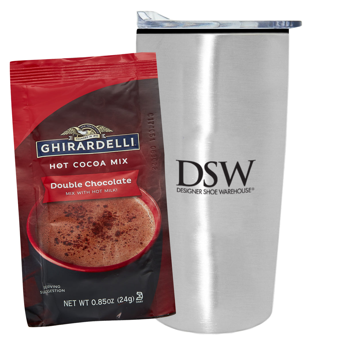 Straight Tumbler w/ Plastic Liner - 20 oz., Ghirardelli® Double Chocolate Hot Chocolate Packet
