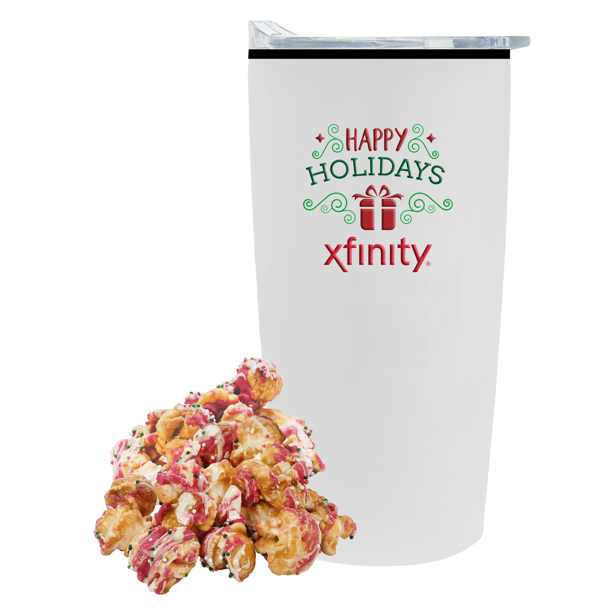 Straight Tumbler w/ Plastic Liner - 20 oz., Christmas Crunch Popcorn