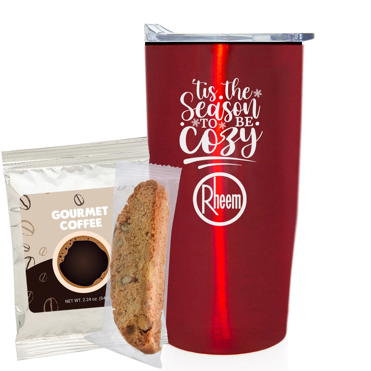 Straight Tumbler w/ Plastic Liner - 20 oz.,  Gourmet Colombian Coffee &amp; Vanilla Almond Biscotti