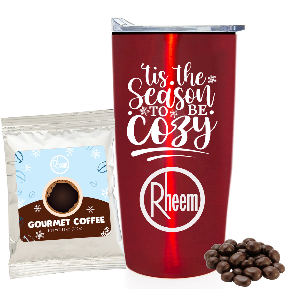 Straight Tumbler w/ Plastic Liner - 20 oz., Holiday Gourmet Colombian Coffee &amp; Dark Chocolate Espresso Beans