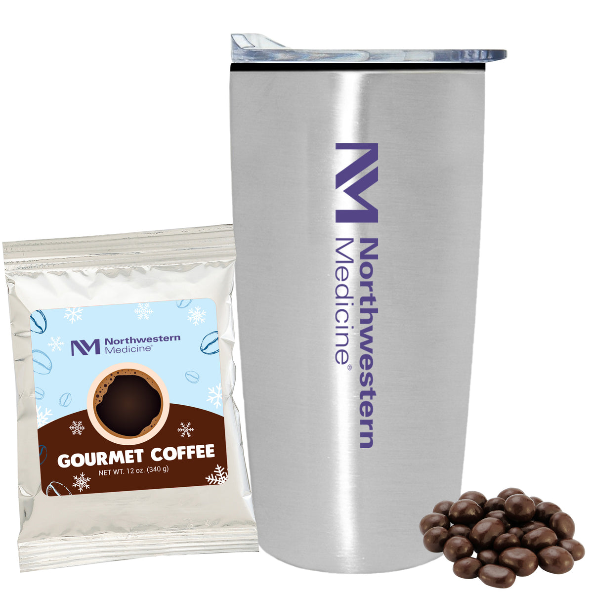 Straight Tumbler w/ Plastic Liner - 20 oz., Holiday Gourmet Colombian Coffee &amp; Dark Chocolate Espresso Beans