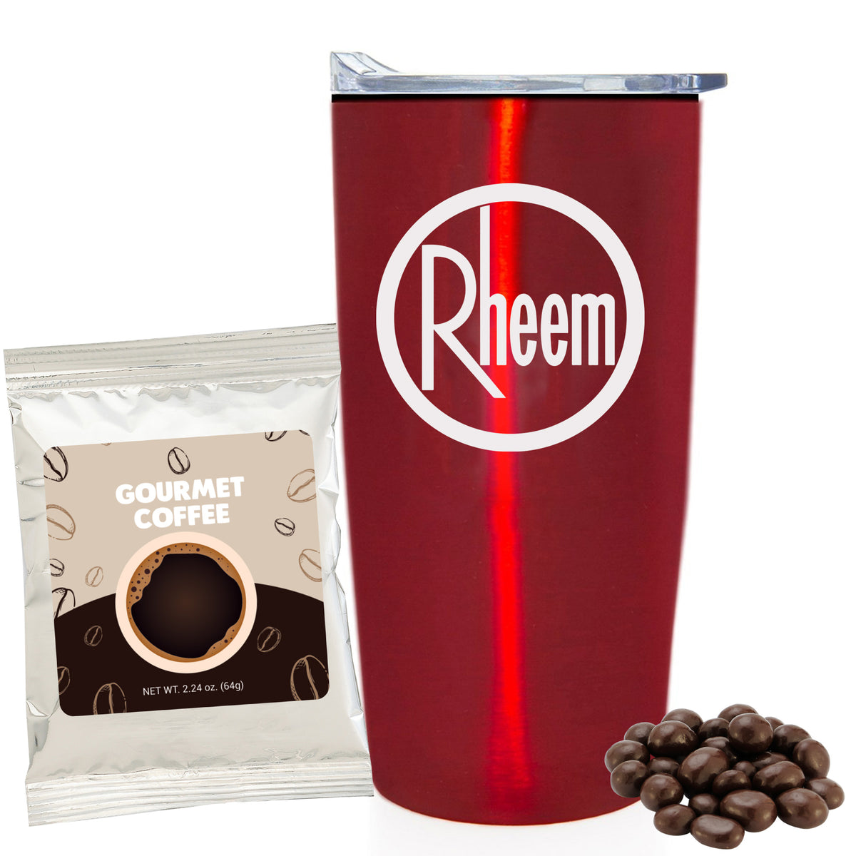 Straight Tumbler w/ Plastic Liner - 20 oz., Gourmet Colombian Coffee &amp; Dark Chocolate Espresso Beans