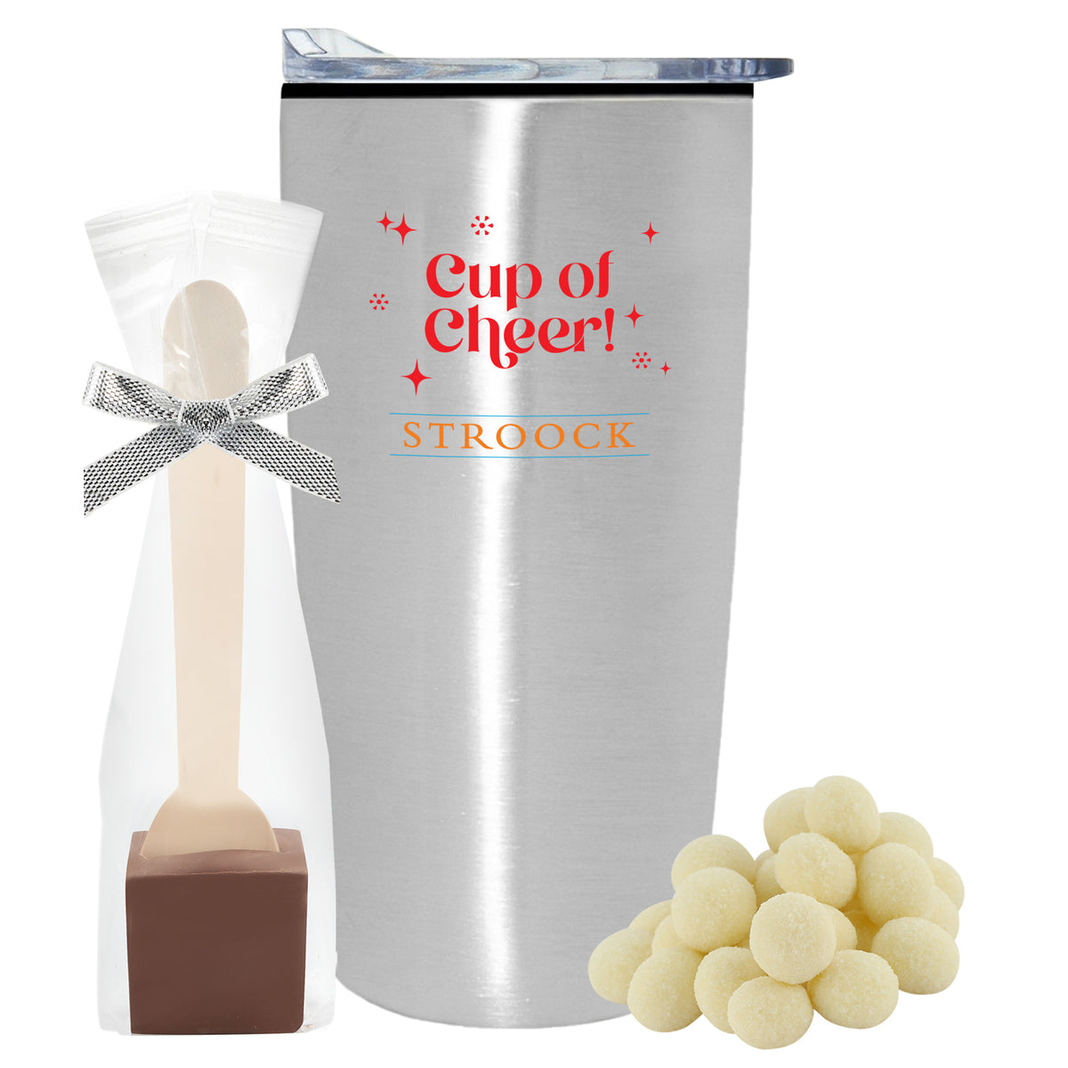Straight Tumbler w/ Plastic Liner - 20 oz., Milk Chocolate Hot Chocolate Spoon &amp; Sugar Cookie Bites