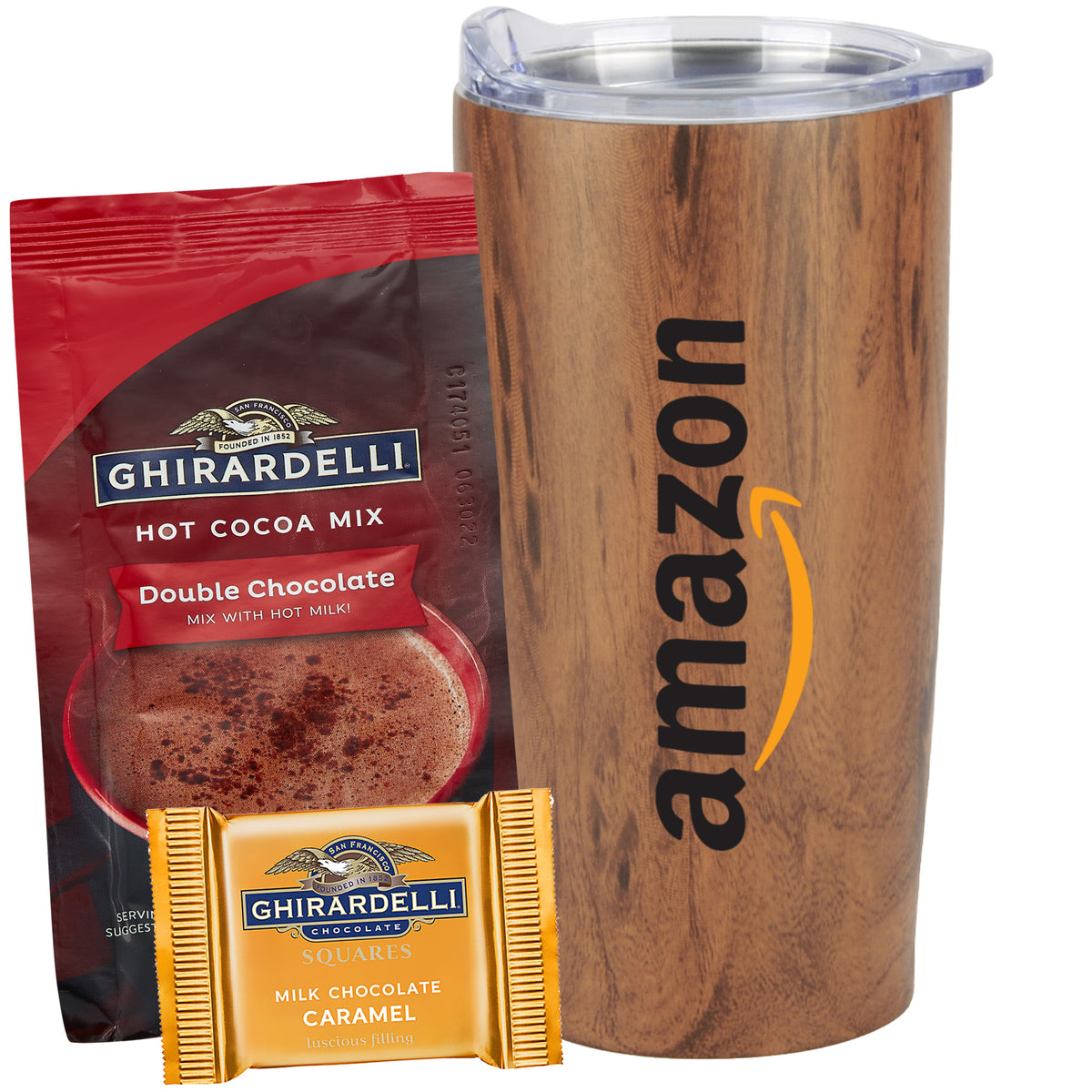 Straight Tumbler - 20 oz., Ghirardelli® Square &amp; Ghirardelli® Double Chocolate Hot Cocoa Mix
