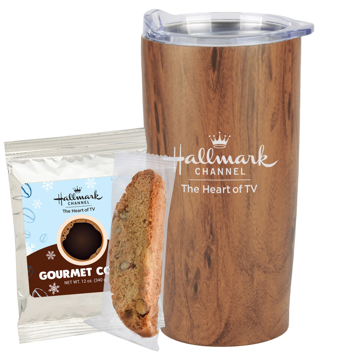 Straight Tumbler - 20 oz., Holiday Gourmet Colombian Coffee &amp; Vanilla Almond Biscotti