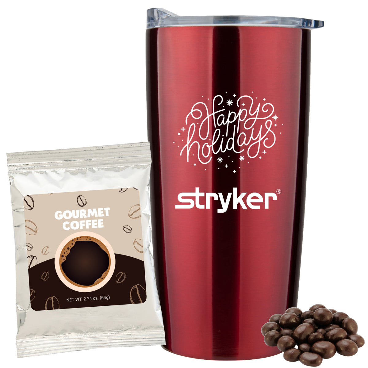 Straight Tumbler - 20 oz., Gourmet Colombian Coffee &amp; Dark Chocolate Espresso Beans
