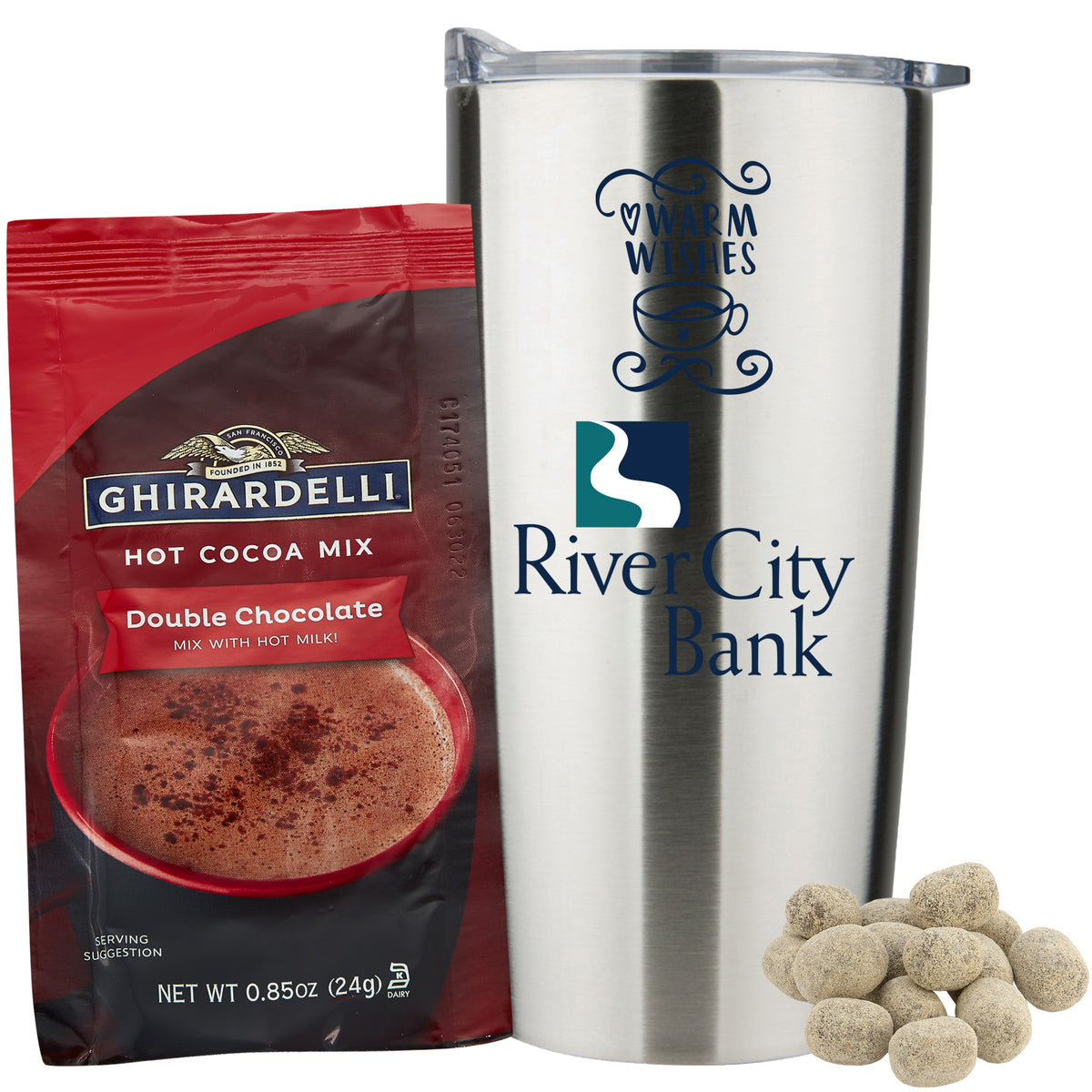 Straight Tumbler - 20 oz., Ghirardelli® Double Chocolate Hot Chocolate Mix &amp; S&#39;mores Bites