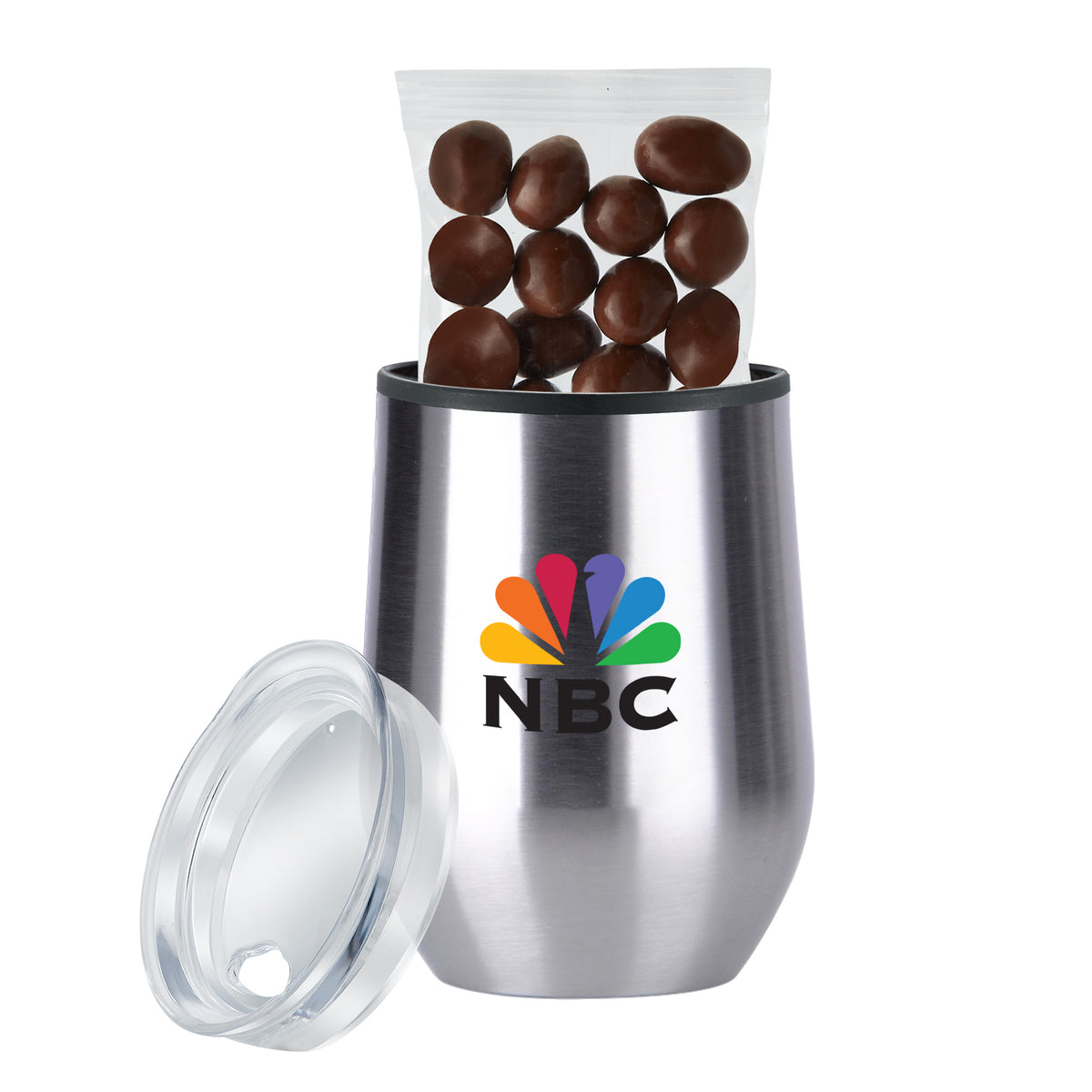 Stemless Wine Tumbler w/ Plastic Lining - 12 oz., Milk Chocolate Almonds